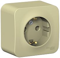 Розетка с заземлением накладная Systeme Electric Blanca 1-м. бежевый картинка